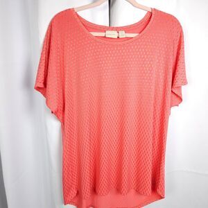 Chico's 3 Womens 16 Pink Cap Sleeve Crew Neck Blouse Top Polyester Spandex